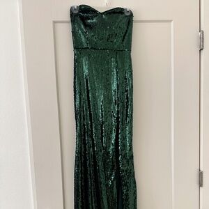 Lulus Strapless green sparkly dress